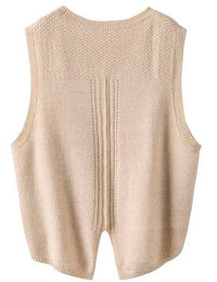 Cable Knit Slit Sweater Vest in Cream