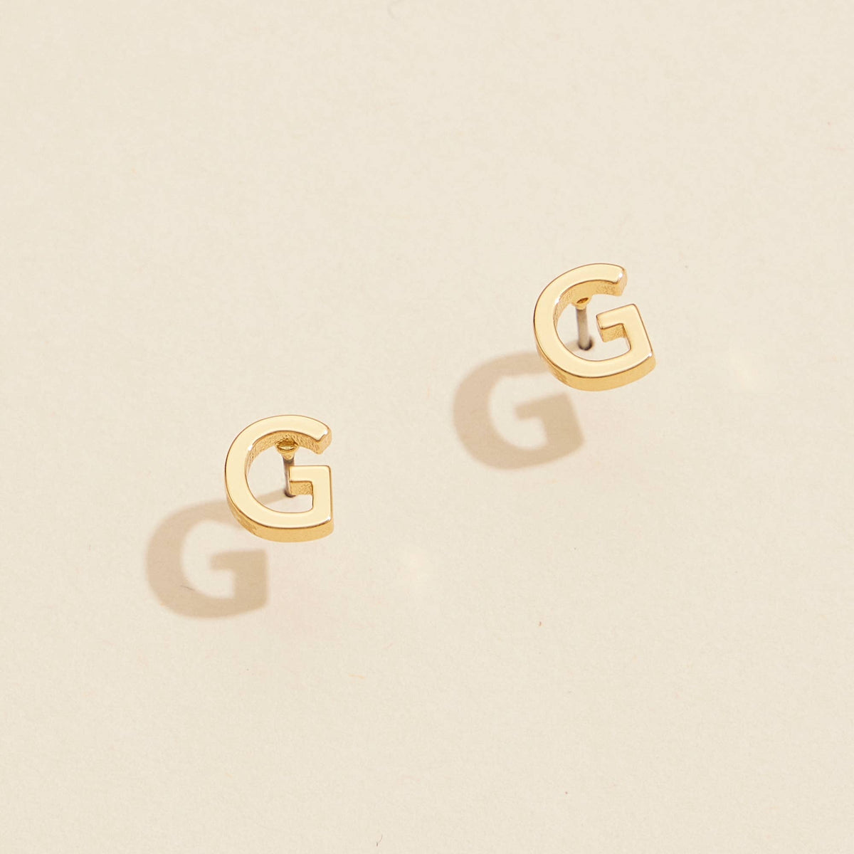 Initial Stud Earrings in Gold