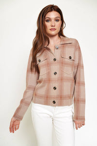 Plaid Shacket in Dusty Apricot