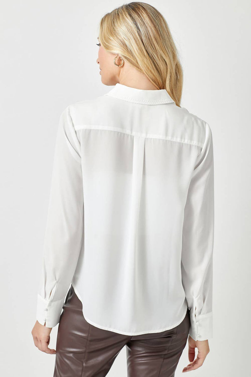 Embroidery Detail Blouse in Off White