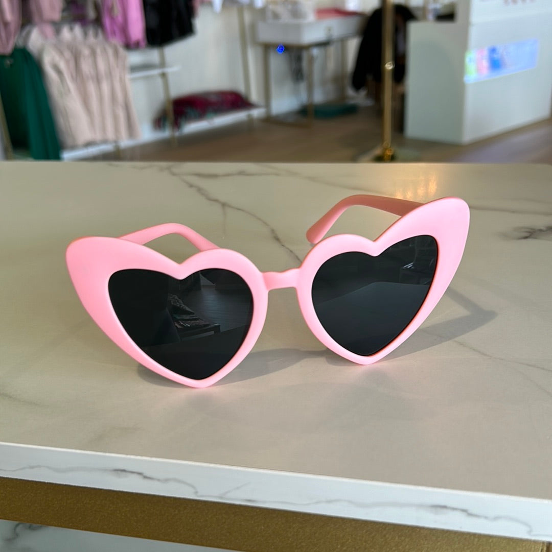 Barbie Style Matte Pink Heart Sunglasses