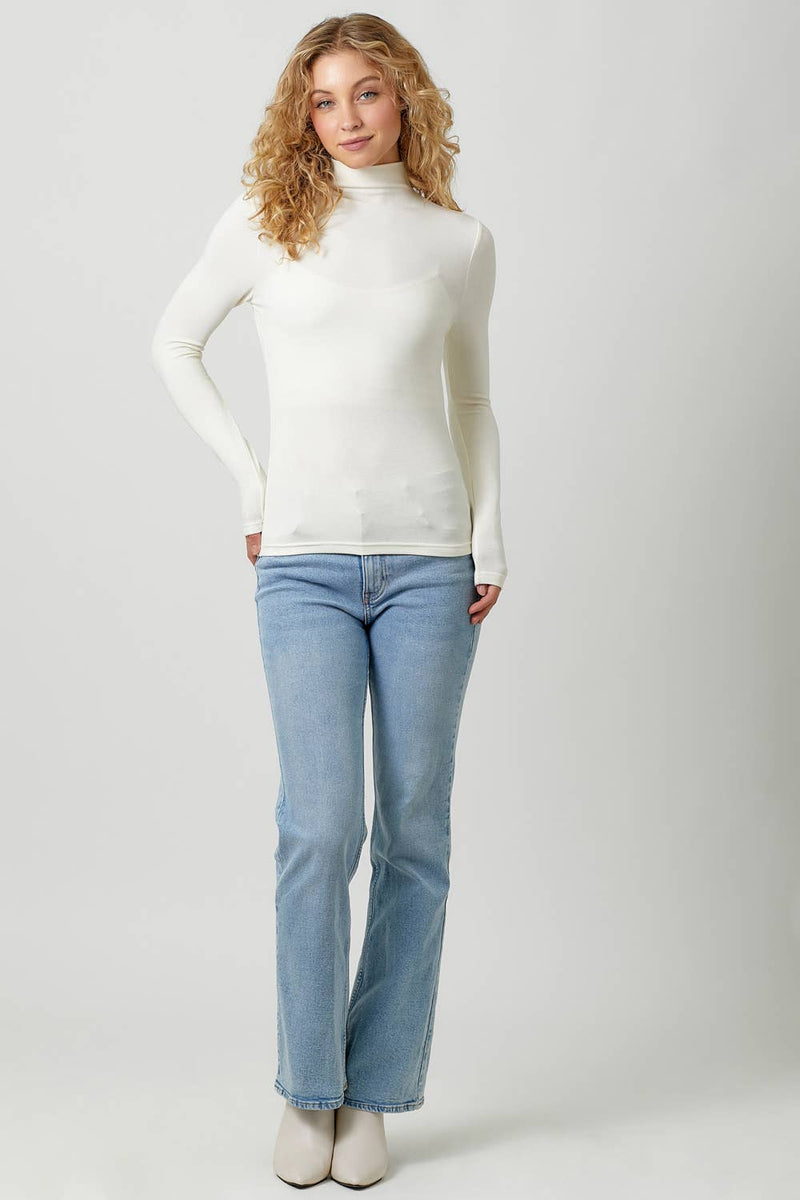 Knit Mock Neck Top in Ivory