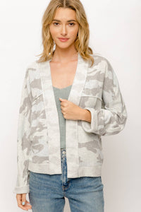 Camo Cardigan in Heather Grey