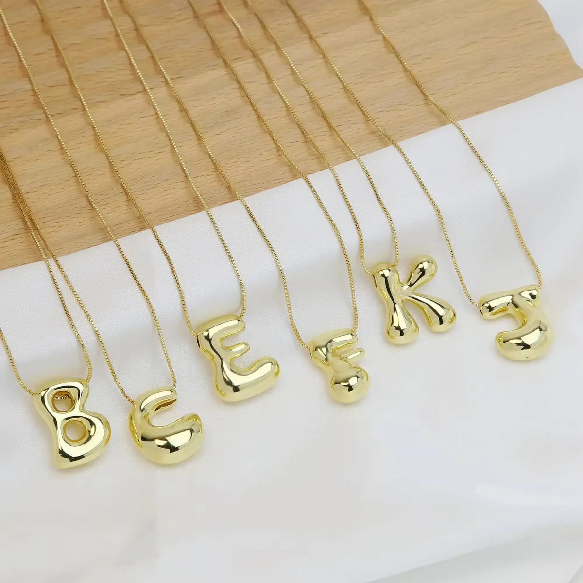 Bubble Letter Initial Necklaces