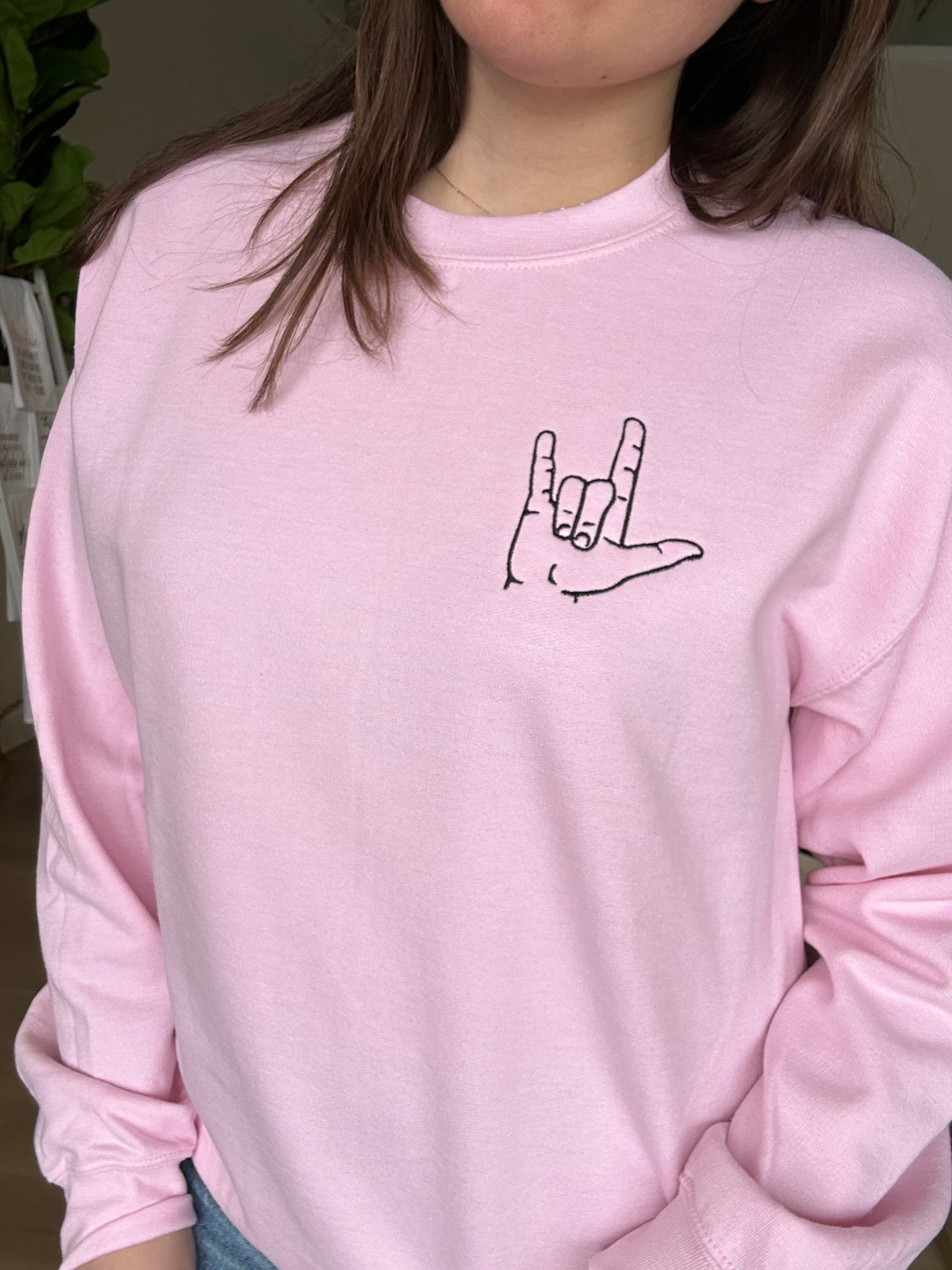 Love Sign Language Sweatshirt in Pink