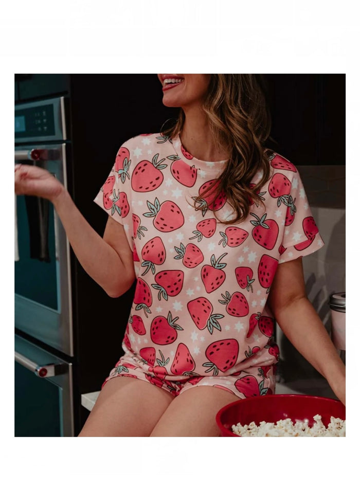 Strawberry Print PJ Lounge Set