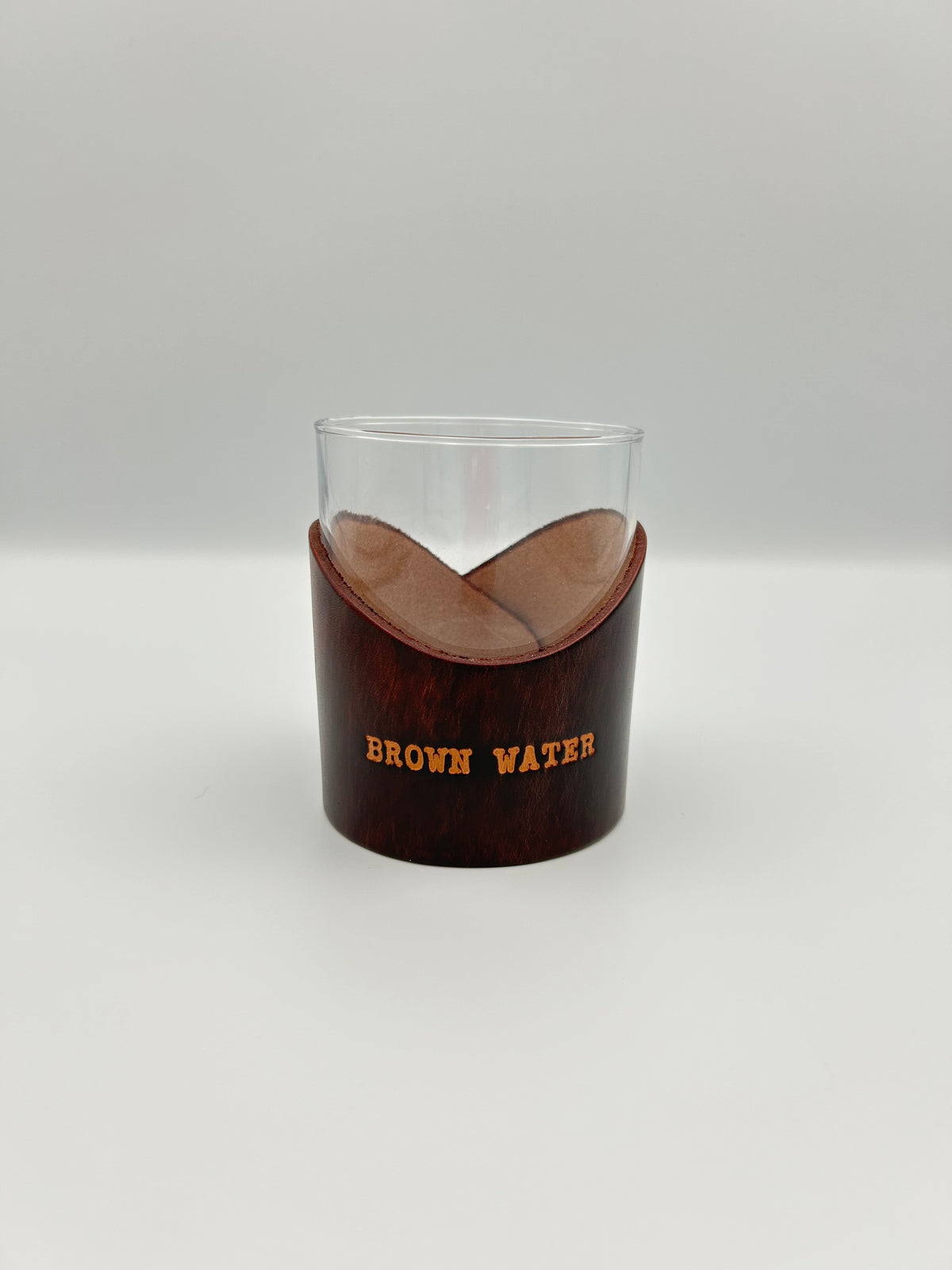 Leather Rocks Glass - Brown Water Leather Wrap