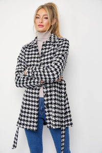 Houndstooth Dress Jacket With Tie