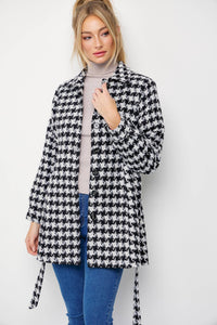 Houndstooth Dress Jacket With Tie