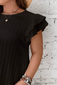 Black Ruffled Sleeve Plus Size Shift Dress