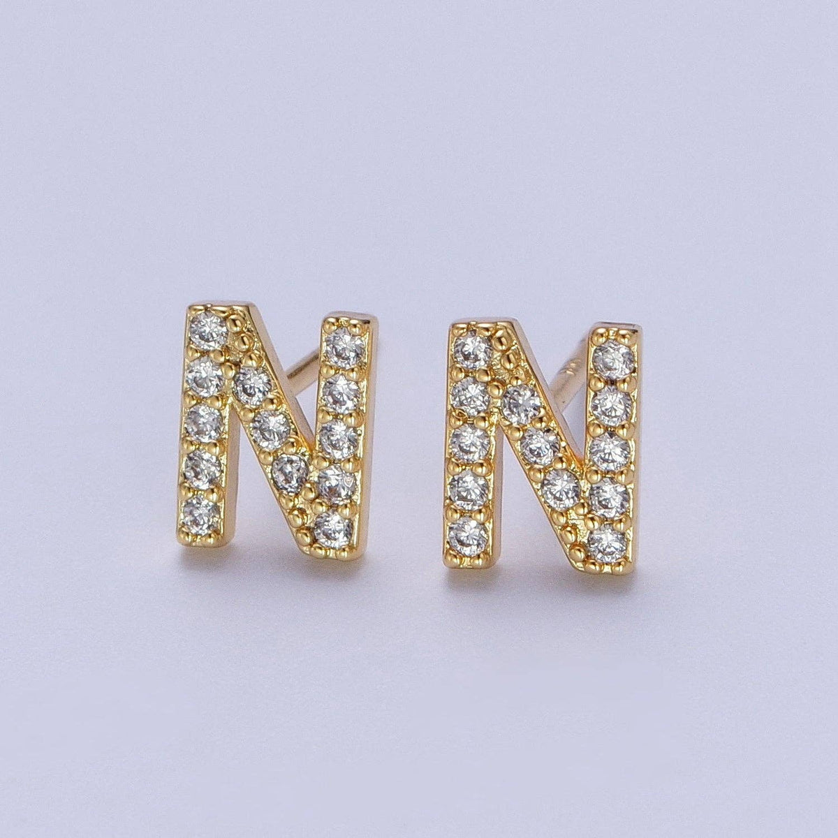 Stud Initial Earring: N