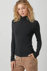 Knit Mock Neck Top in Black