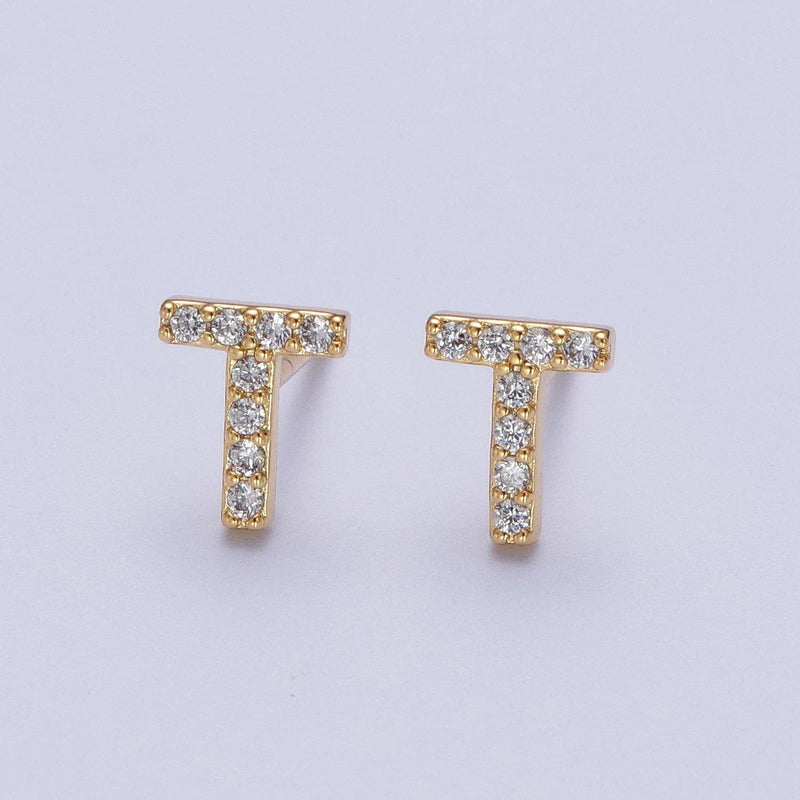 Stud Initial Earring: T