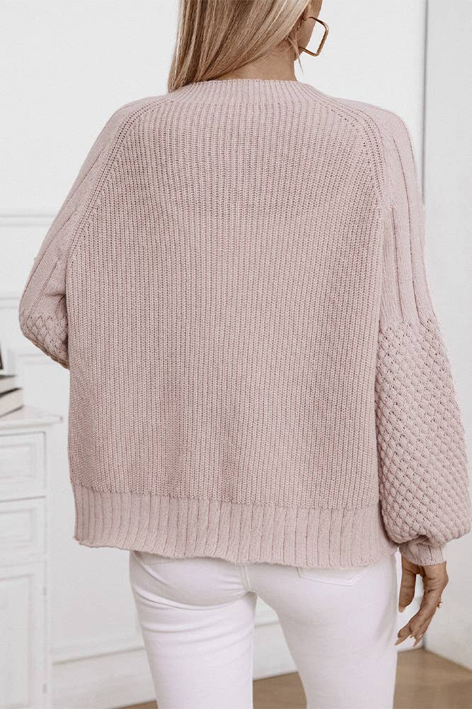 Button Up Front Open Cardigan in Light Pink