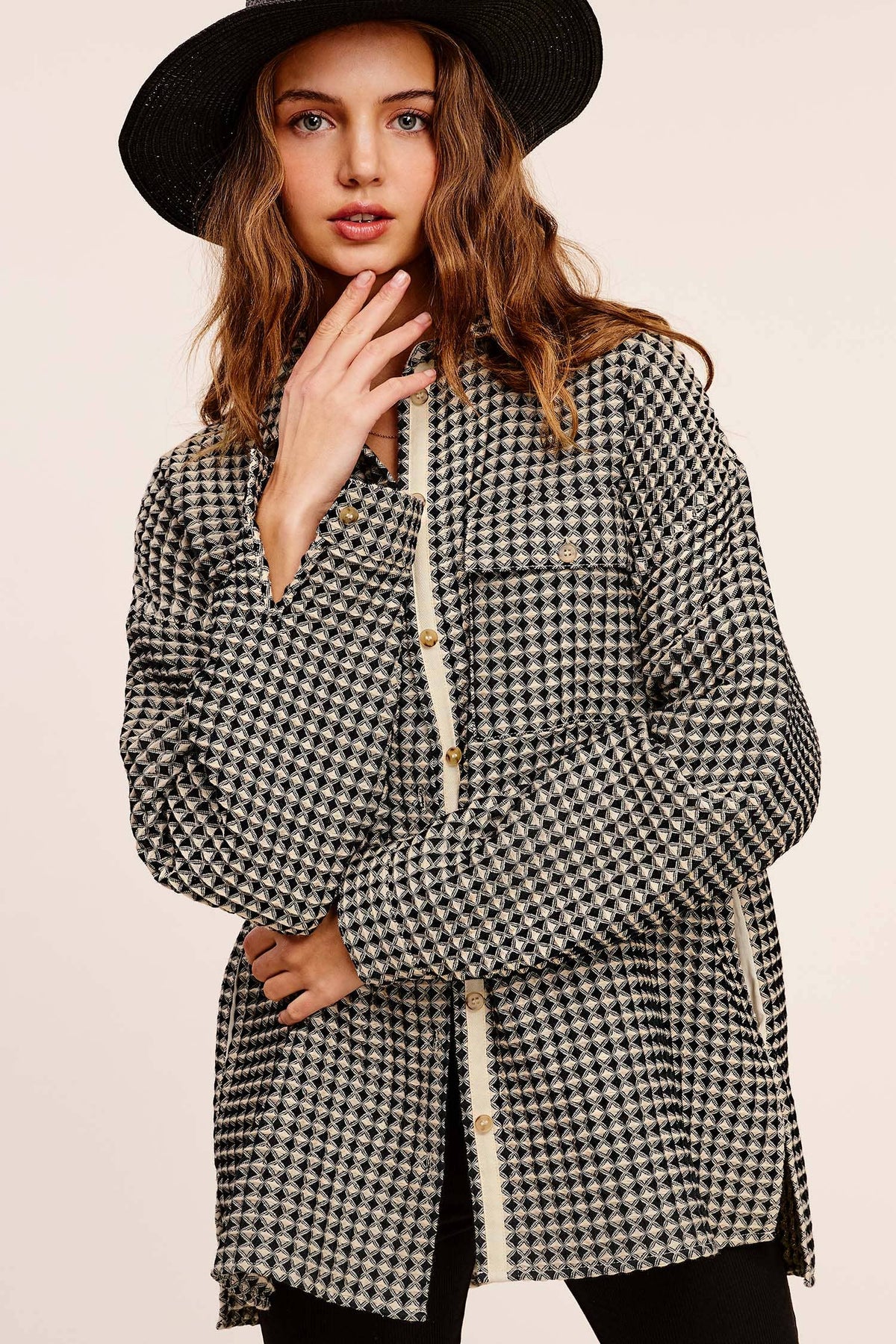 Waffle Texture Oversized Shacket