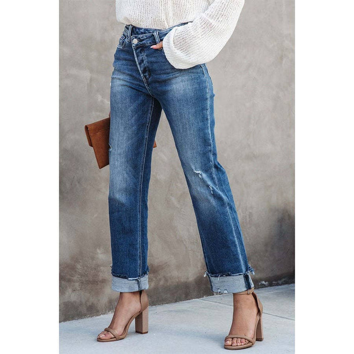 Urban Washed Out Straight Blue Denim Jeans