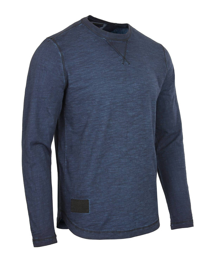 Navy Long Sleeve Crew Neck Curved Hem