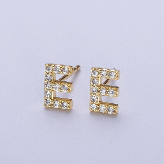 Stud Initial Earring: E