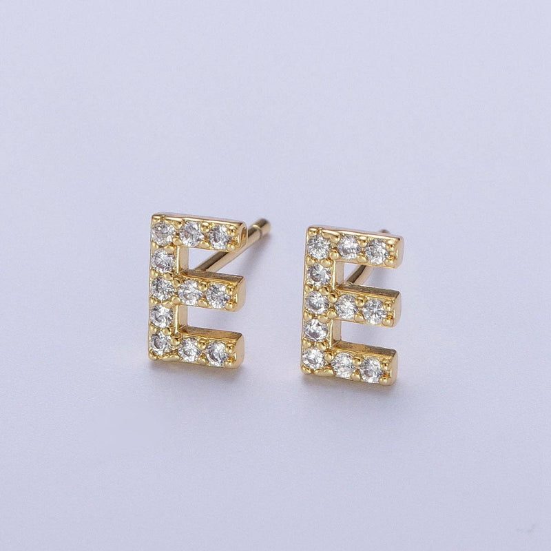 Stud Initial Earring: E