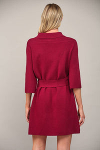 Belted in Burgundy Sweater Dress