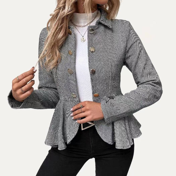 Lightweight Collared Blazer in Black and White