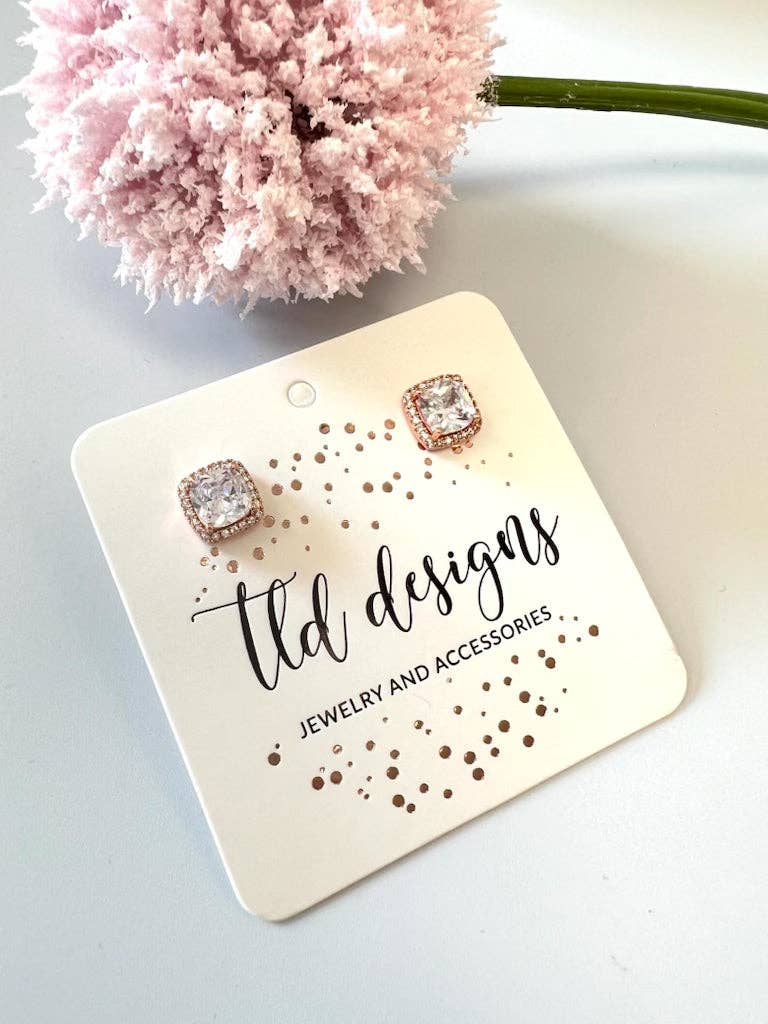 Rose Gold Rhinestone Studs