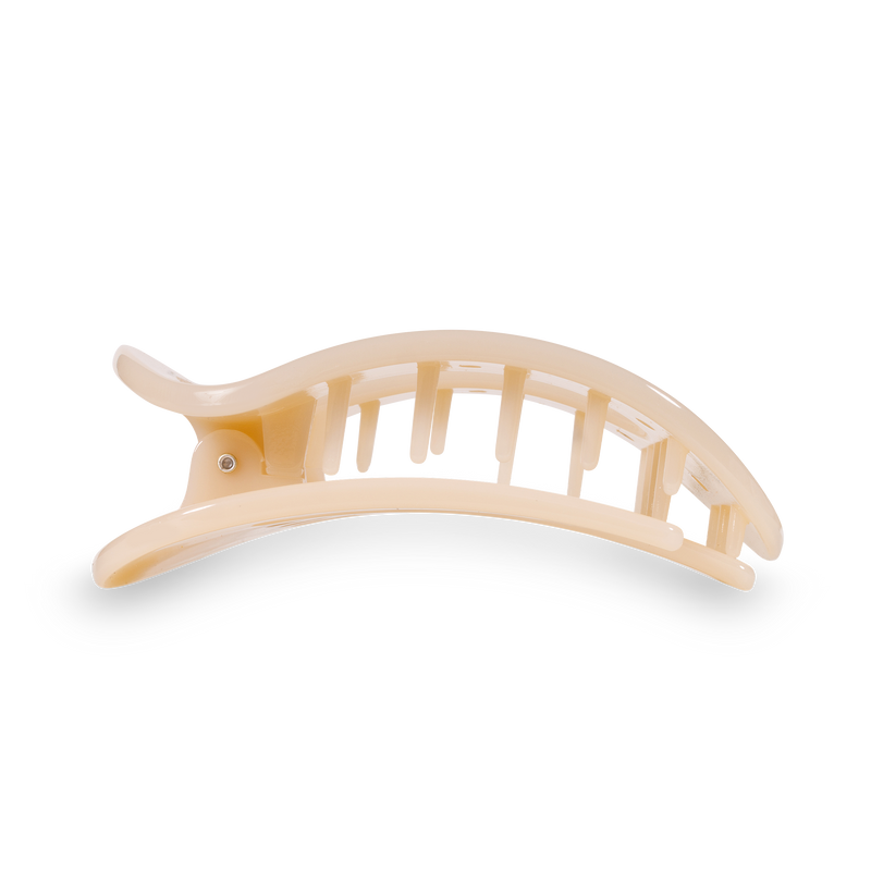 Round Flat Hair Clip: Med, Almond Beige