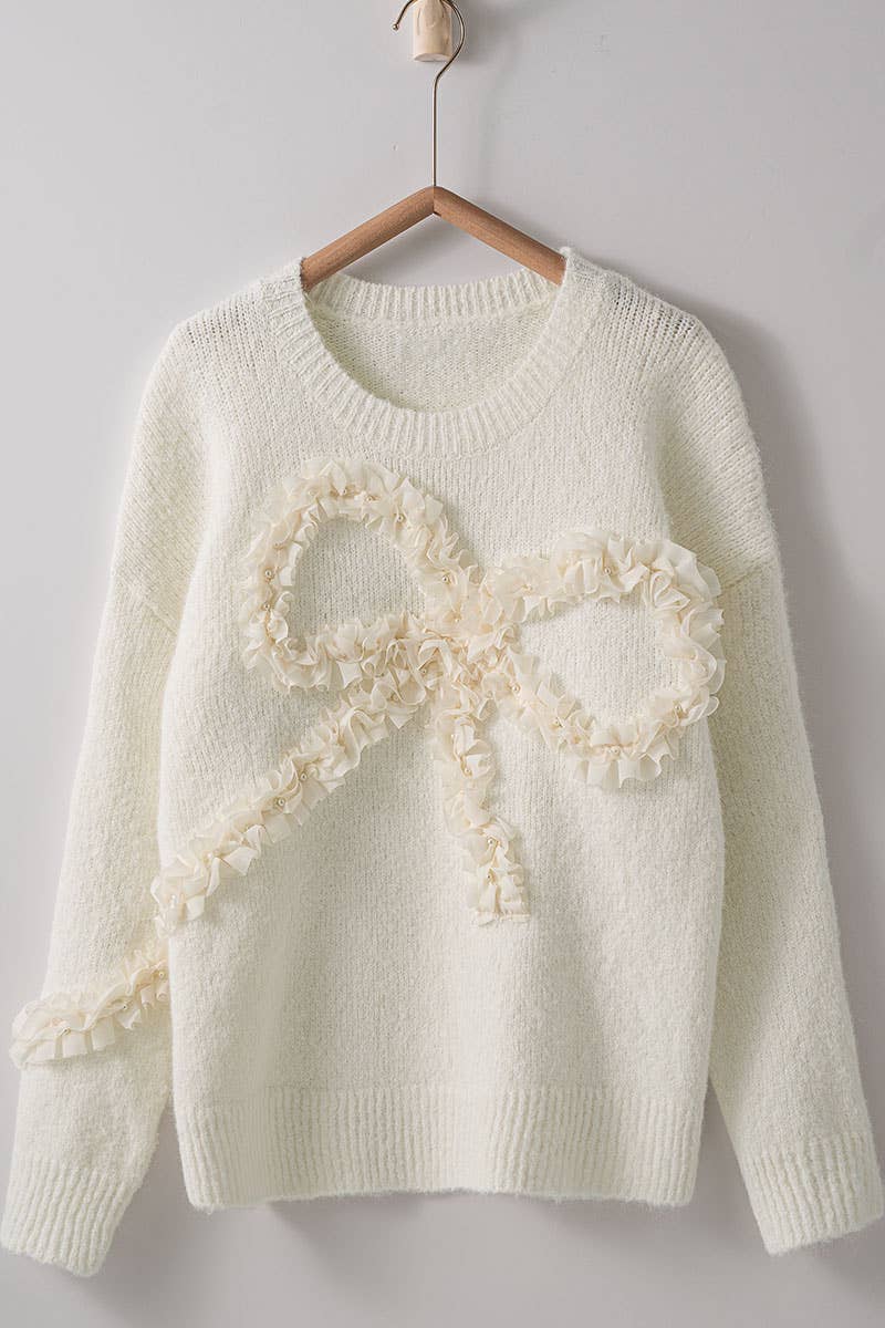 Bow Extravagance Sweater in Cream