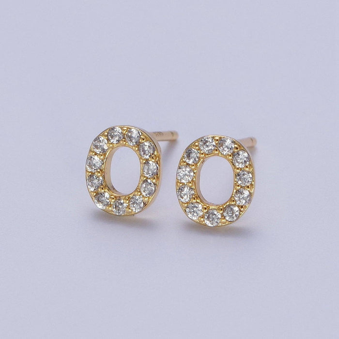 Stud Initial Earring: O