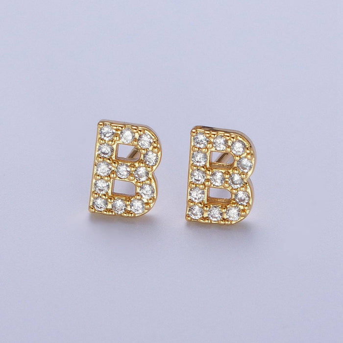 Stud Initial Earring: B