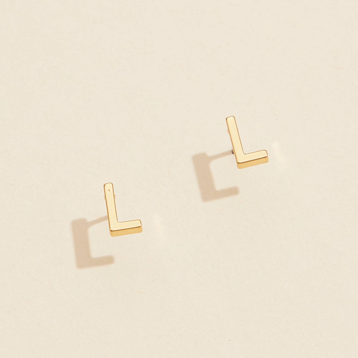 Initial Stud Earrings in Gold