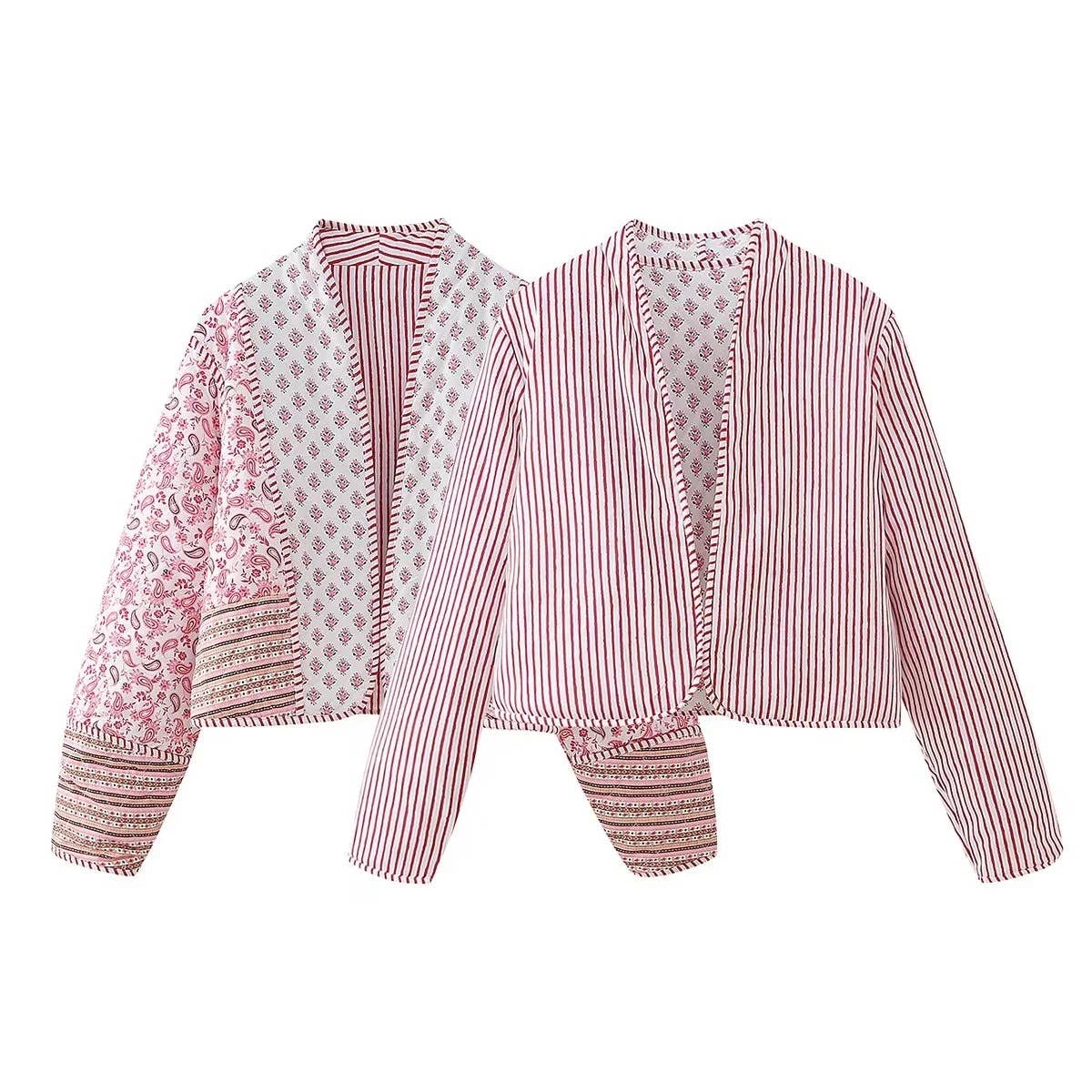 Reversible Floral Quilted Jacket in Pink