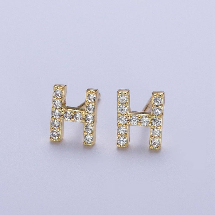 Stud Initial Earring: H