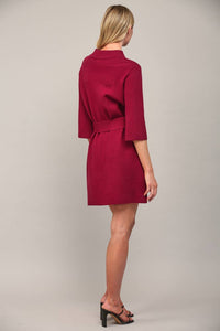 Belted in Burgundy Sweater Dress