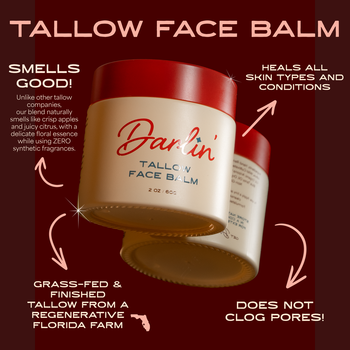 Tallow Face Balm: Natural Blue Tansy Skincare Moisturizer