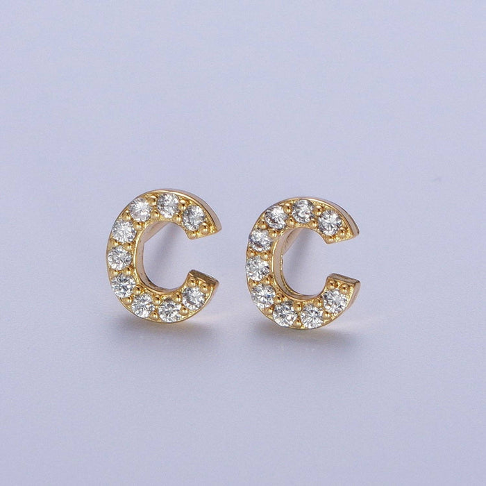 Stud Initial Earring: C