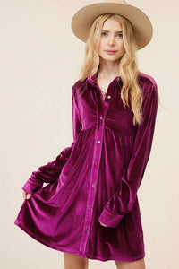 Velvet Mini Dress in Ruby