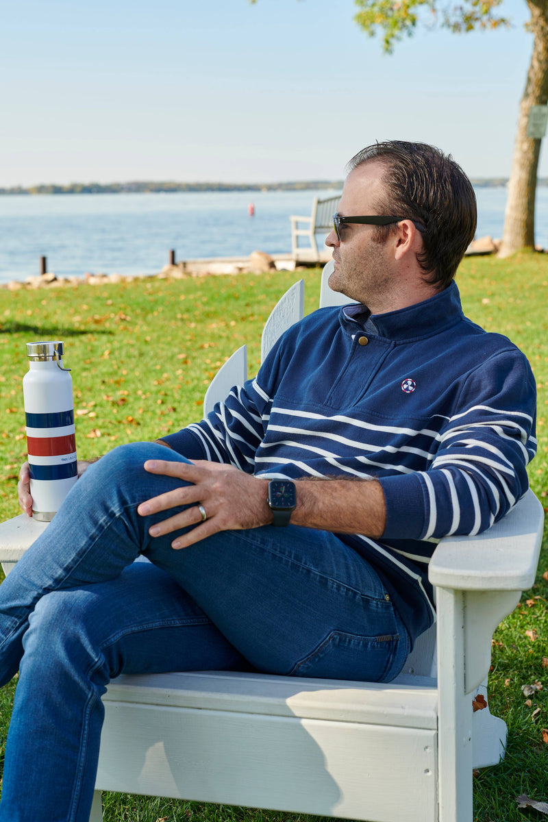 Navy Striped Mackinac Pullover