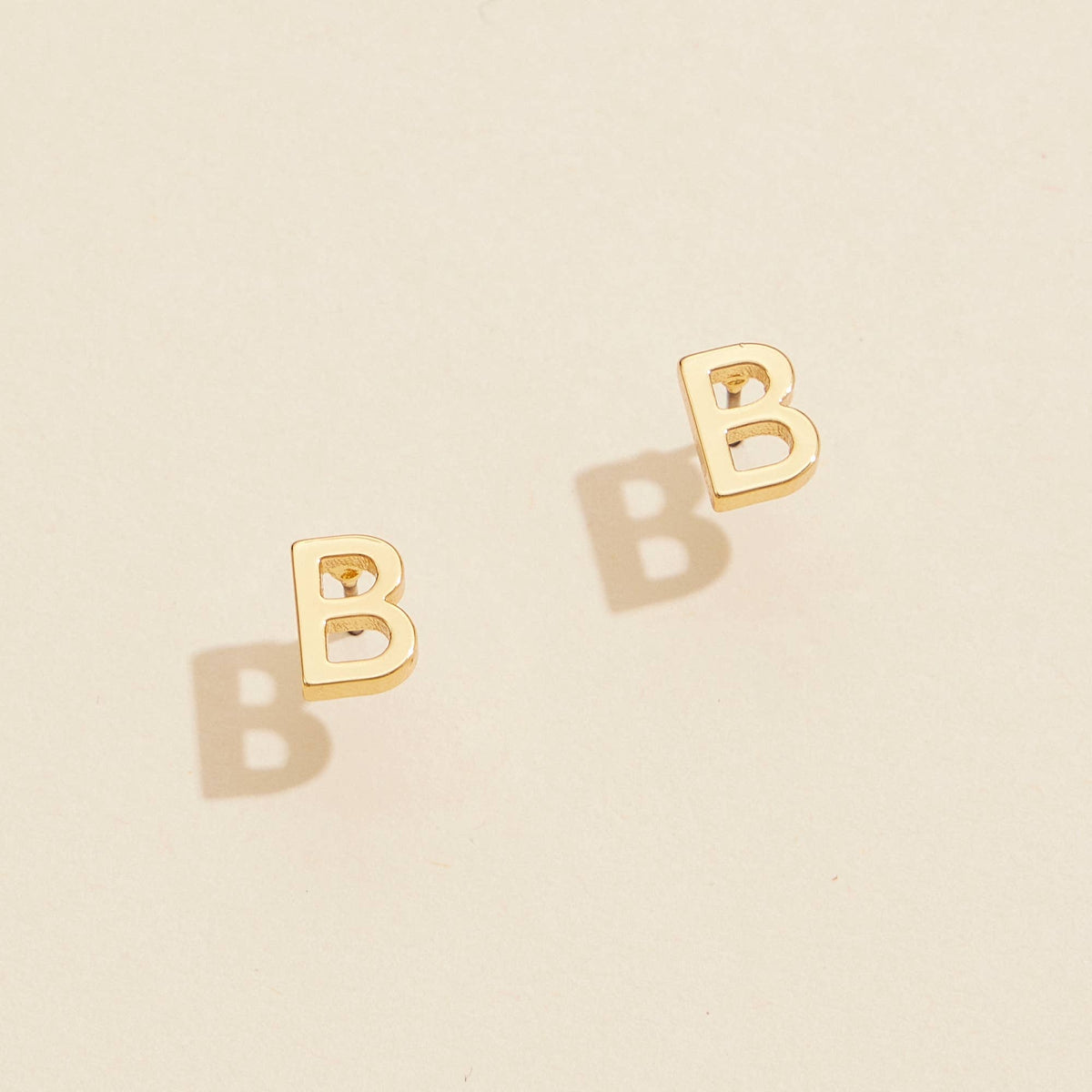 Initial Stud Earrings in Gold