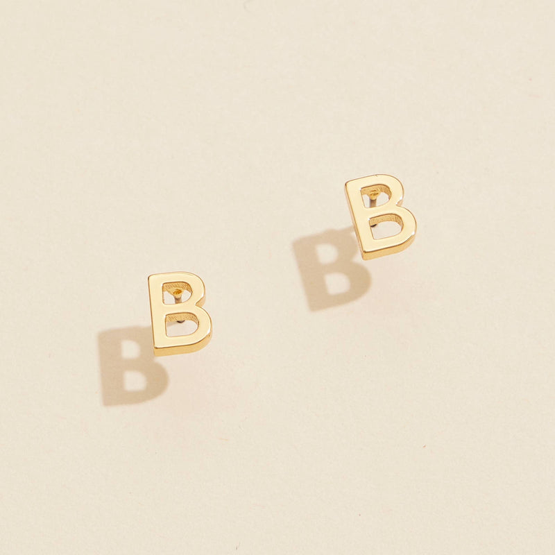 Initial Stud Earrings in Gold