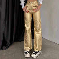 Metallic High Rise Pant in Gold