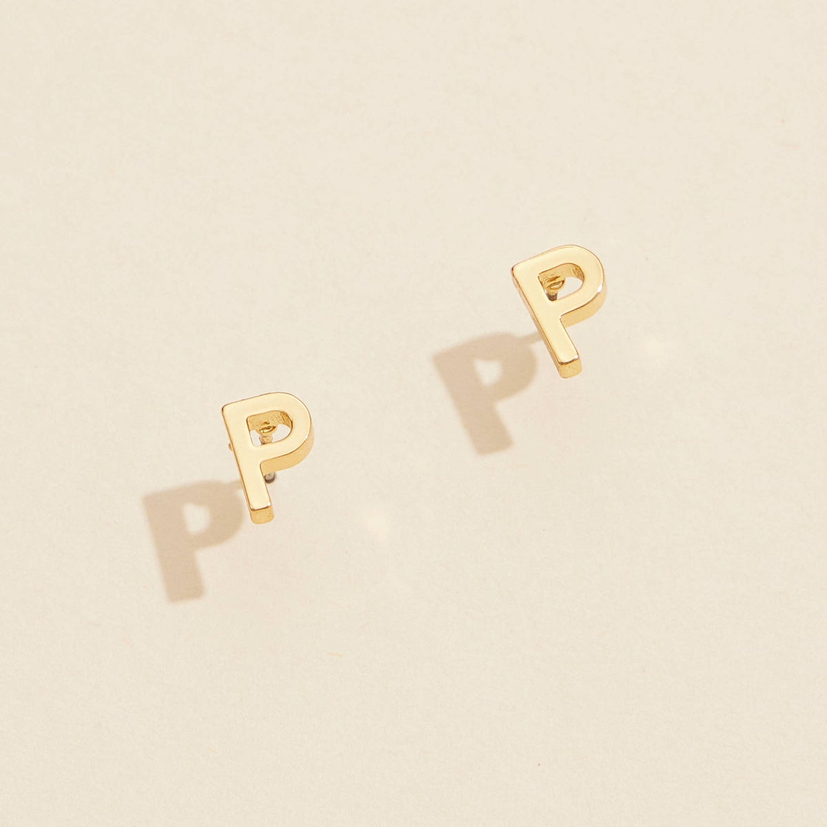 Initial Stud Earrings in Gold