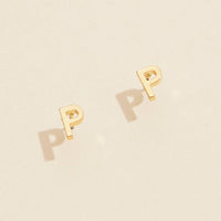 Initial Stud Earrings in Gold