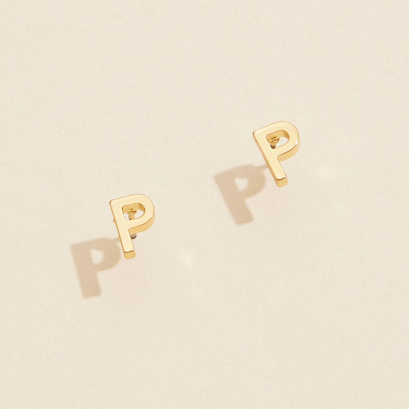 Initial Stud Earrings in Gold