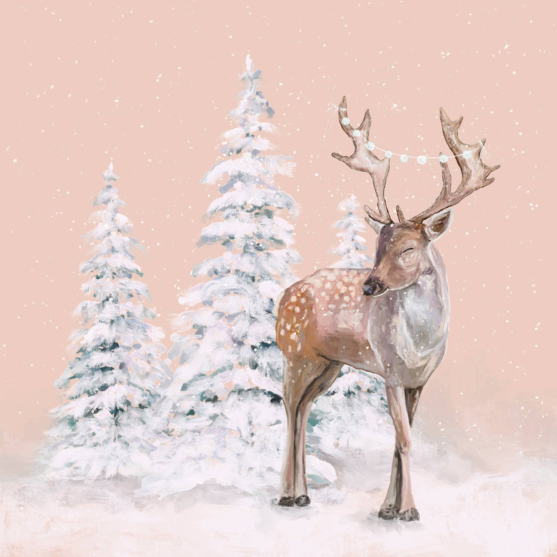 Hot Cocoa Deer Stretched Canvas: 10" H x 10" W