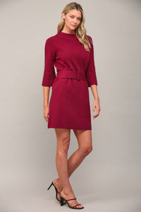 Belted in Burgundy Sweater Dress