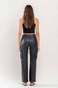 High Rise Coated Cargo Jeans