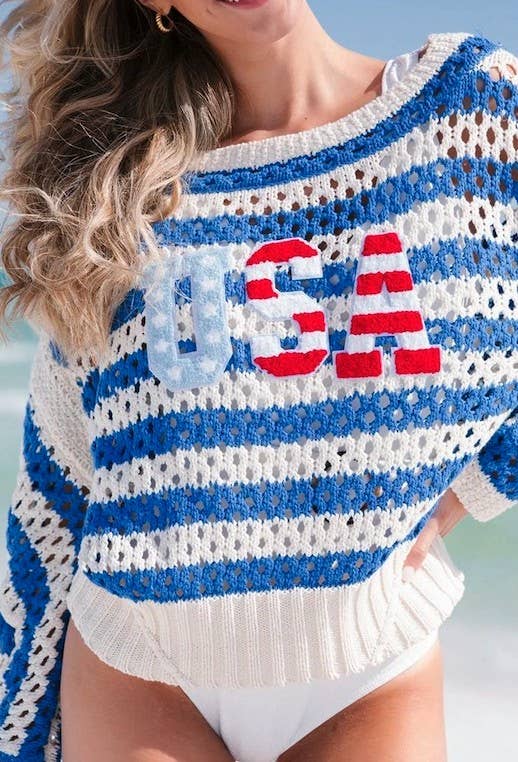 USA Stripe Sweater in Blue Multi