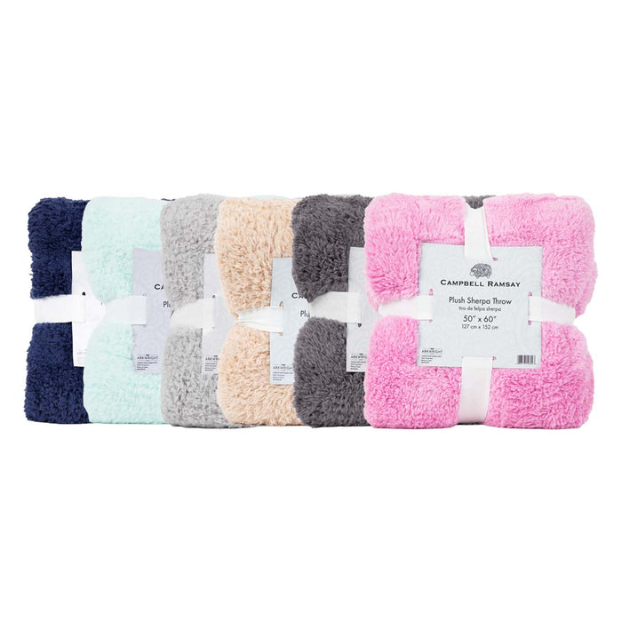 Solid Color Sherpa Throw Blanket