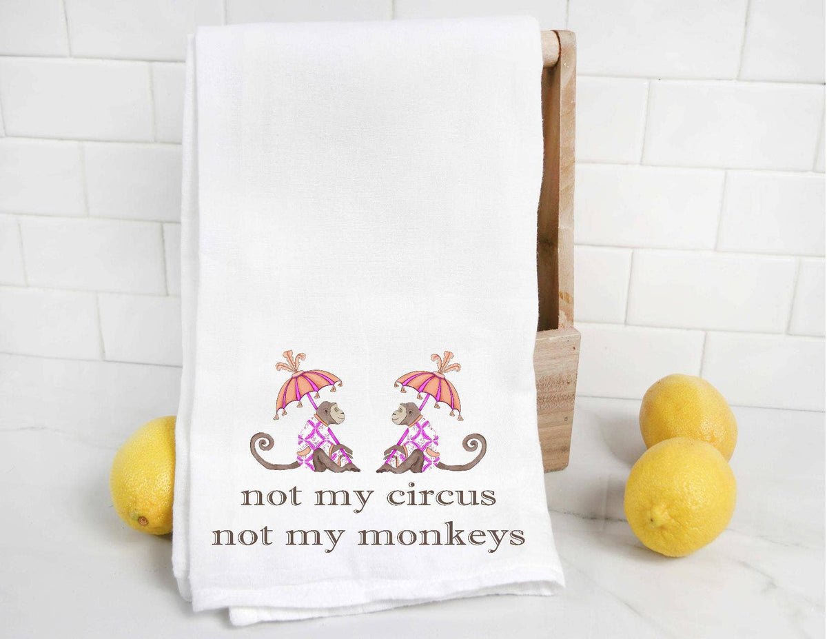 Not My Circus Not My Monkeys Chinoiserie Tea Towel